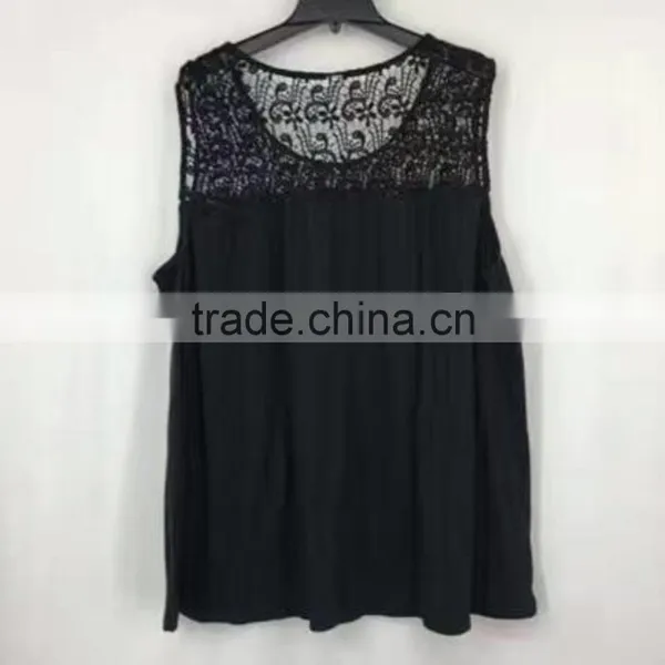 Yiwu Stock Apparel Women Cheap Price Black Lace T-shirt photo-5