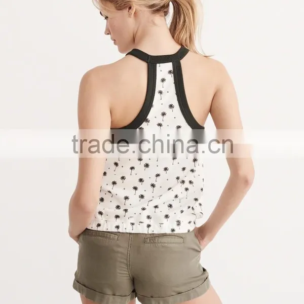 MGOO Black Binding String Tie Up T Shirt Sleeveless Custom Design Sexy Tops For Women photo-3