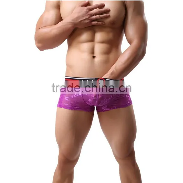 1 PCS Cool and Refreshing Underwear Men Sexy Male Boxers Gauze Sheer Lace Shorts Brand Mesh Penis Sheath See Through Men Boxer photo-4
