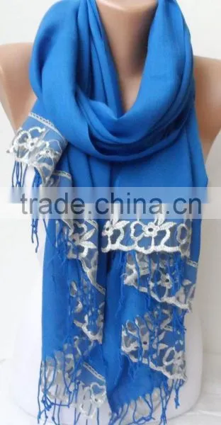 French Lace Socks Blue Pashmina Shawls for Bridesmaids Socks Blue Pashmina With Gray Lace Women Wedding Shawls Fashion Gifts Bri photo-3