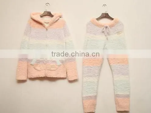 Colorful Best Quality Comfortable Fleece Women Sleepwear With Zipper photo-2