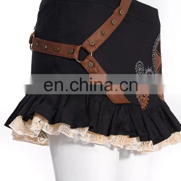 Steampunk Mini Skirt With Gear Patches photo-2