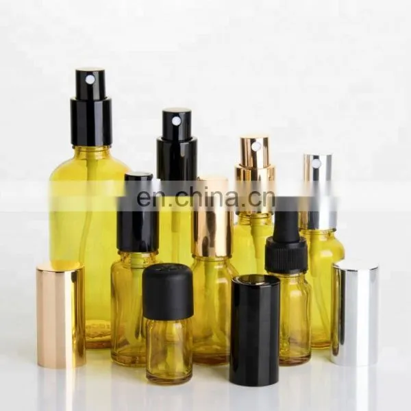 Pharmaceutical Industrial Use Amber Essential Oil Glass Bottle With Aluminum Pump photo-3