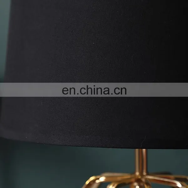 New Arrival Exquisite Metal Base Design Black Cotton Lampshade Modern Bedroom Table Lamp for Hotel photo-5