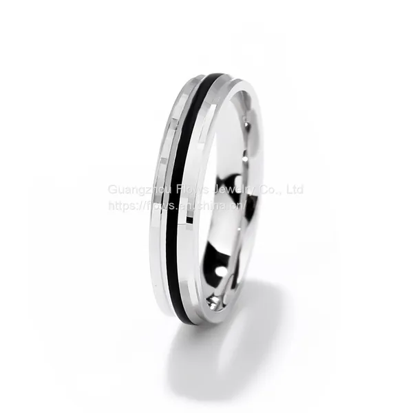Creative 925 Sterling Silver Wedding Ring With Black Enamel of Grain in the Center European and American Popular Jewelry Men Rings Gift photo-5