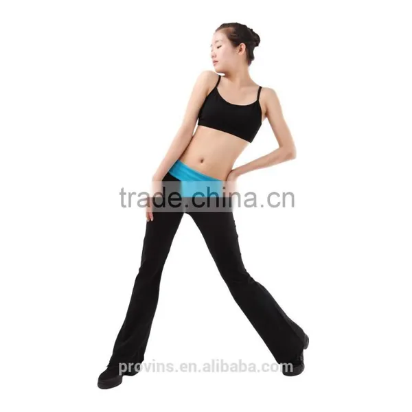 Dance Roll Down Long Pants, Yoga Long Pants, Dance Two-tone Trousers