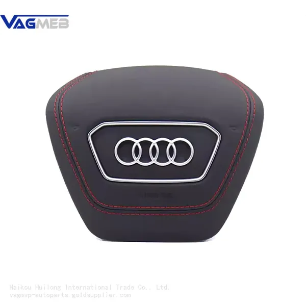 For Audi A6 C8 Alcantara Leather Steering Wheel Airbag Cover Trim Cover White/Black/Red Stitching photo-2