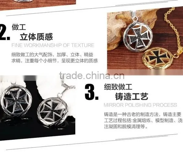 Circle the Cross Pendant Men's Titanium Steel Casting Necklace Gold Silver Color Promotion Gift photo-5