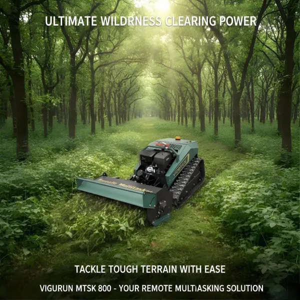 Vigorun Compact 800mm Remote Control Tracked 40 Degree Electric Start Grass Trimmer
