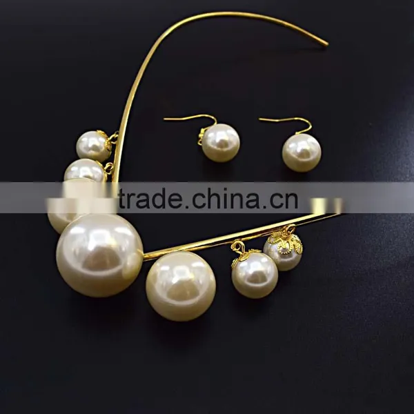 Wholesale Turkish Jewelry Latest Design Of Pearl Earrings Big Fashion Jewelry Set photo-5