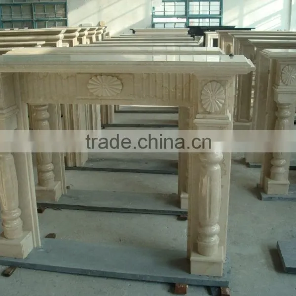 Beige Marble Indoor Fireplace photo-2