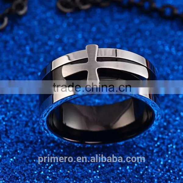 New Black Color Detachable Cross Titanium Stainless Steel Male Ring For Men Fine Jewelry photo-4