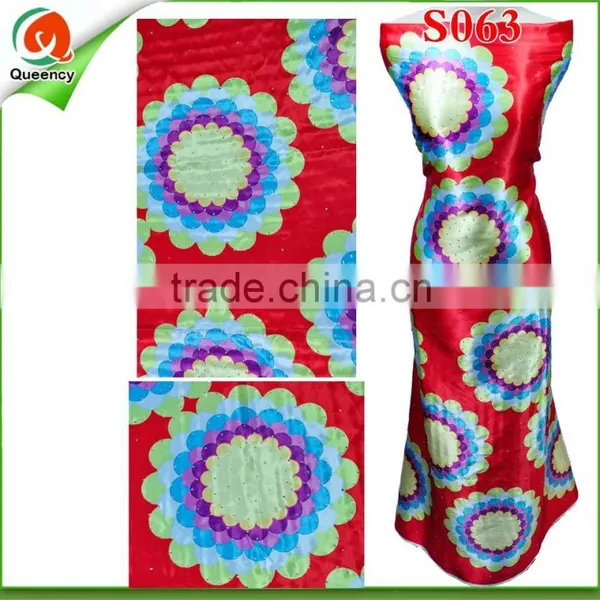100% Italian Silk Hand Stoned Beautiful Design Printed Silk Satin Fabric S063