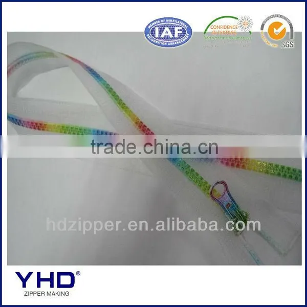5# Semi-transparent Colorful Teeth Resin Zipper