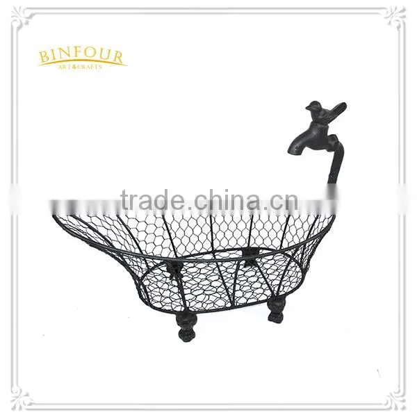 Metal Wire Desk Storage Basket Sundries Basket Fruit Basket for Home Deco photo-4