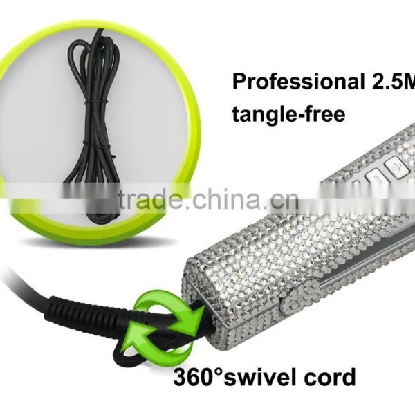 LCD Digital Display Bling Crystal Hair Straightener photo-5