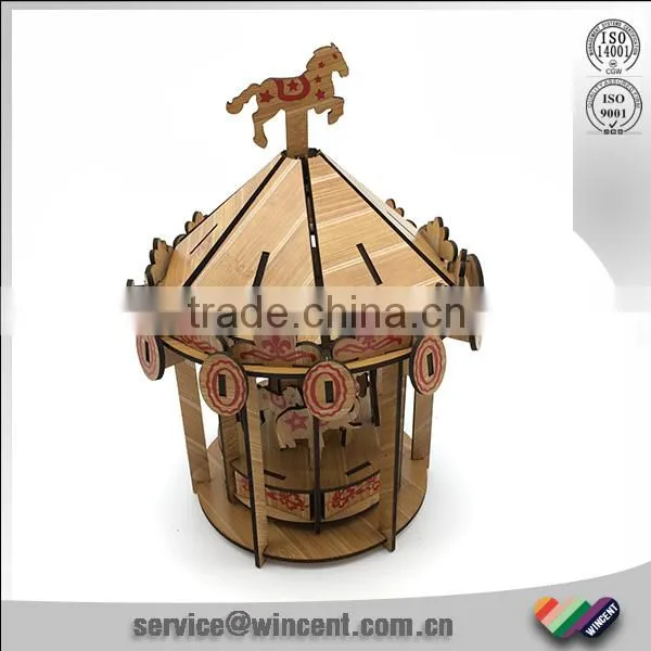 Moving Carousel Laser Cut Wooden Puzzle 3d photo-3