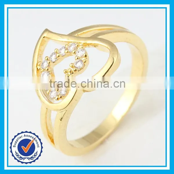 Factory Direct Sale Plated Gold Zircon Heart-shaped Metal Rings photo-3