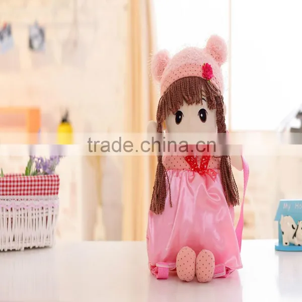 55*25cm Beautiful Customized Red Stuffed Plush Feir Girl Doll Backpack With Matched Hat&skirt photo-3