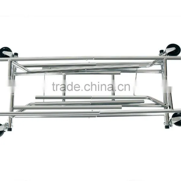 Adjustable Double Rail Rolling Garment Rack Clothing Rack Drying Rack Hanging Rack, Chrome Finish photo-4