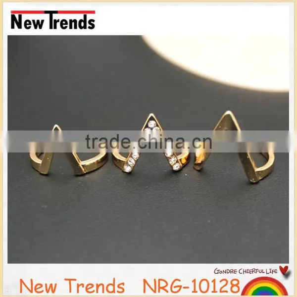 Fashion High Quality Gold Alloy Multi Finger Ring With Rhinestone photo-2