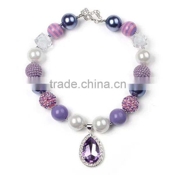 Purple Pendant Necklace and Flower Hairband Latest Design Beads Necklace Baby Girl Jewelry Beaded Necklace and Hairband photo-2