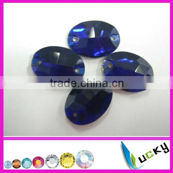 Highest Quality Sew-on Crystal Beads Number 3063# Oval Shape Sapphire Color for Garment
