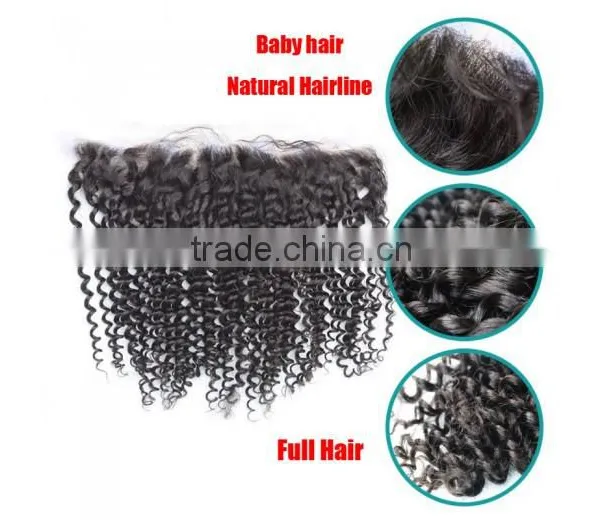 Large Stock no Moq Free Part Kinky Curl 13*4 Lace Frontal Closure photo-4