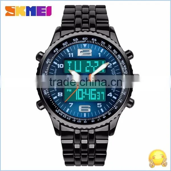 30M Water Resistant Skmei New Black Metal Cheap LED Watches For Men photo-4
