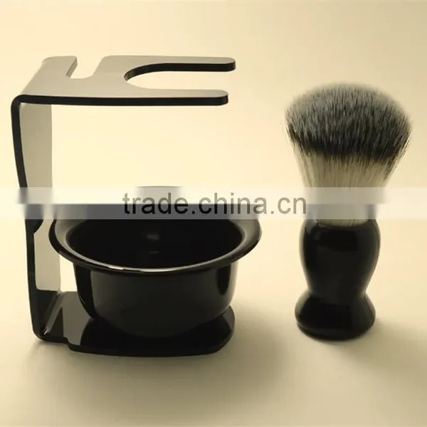 Cheap Beard Brush Wholesale Black Synthetic Shaving Brush Set photo-3