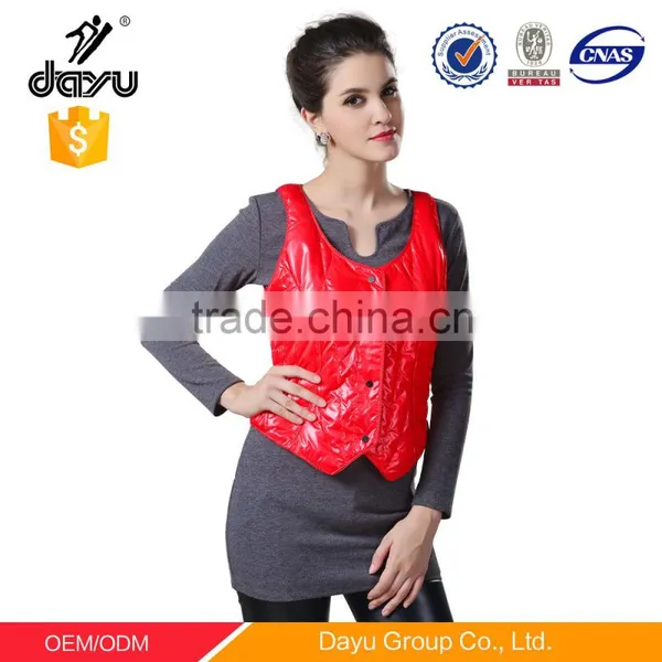Garment Stock Lot Down Vest Red Padded Vest Quilted Waistcoat for Indoor Woman Vest Close-fitting Wear photo-4
