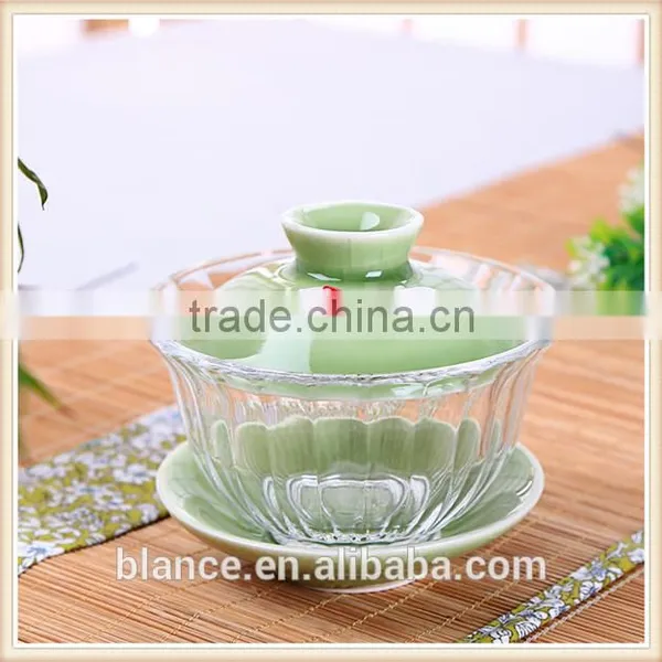 Ceramic and Glass Gaiwan in Lotus Design photo-4