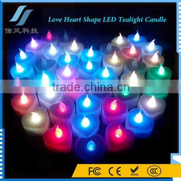 24Pcs / Box 7 Color Rechargeable Heart Shaped Tea Light Candle photo-2