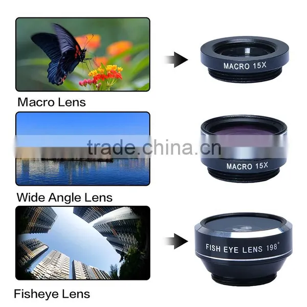 Hot!!Universal 3 in 1 Clip Lens Wide Angle+Fisheye+Macro Set Camera Lens for Smartphone photo-2