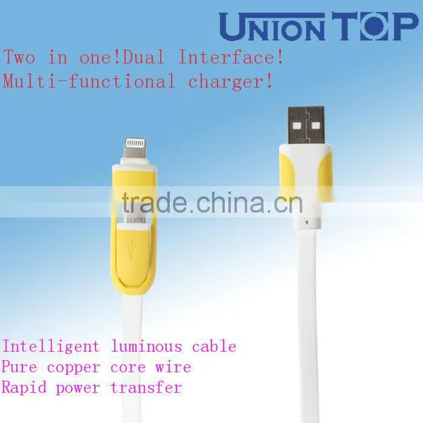 Fashionable Style 2 in 1 Charger Cable With Micro 5pin for Android and Iphone Usb Cahrger Cable to dc 3.5 mm Jack photo-5