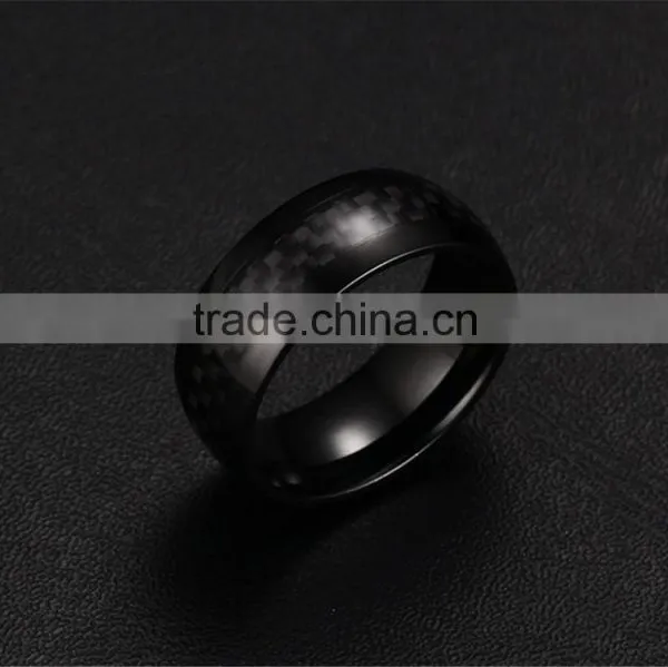 R-127 8mm Genuine Titanium Men's Ring Carbon Fiber Rings/ Carbon Fiber Steel Ring photo-3