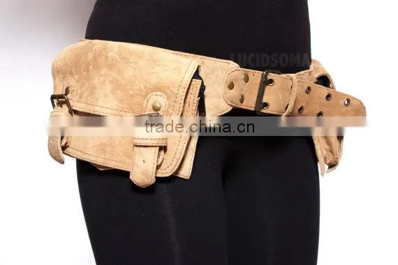 Goa Belt - Hip Handmade Suede Waist Pack Bag Party Festival Style Belt Utility Pouch Playa Psy Trance Rave photo-2