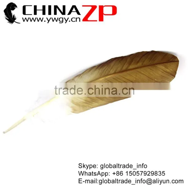 Leading Supplier CHINAZP Wholesale Plume Dyed Bulk Gold Metallic Half Dipped Bicolourable Turkey Feathers photo-5