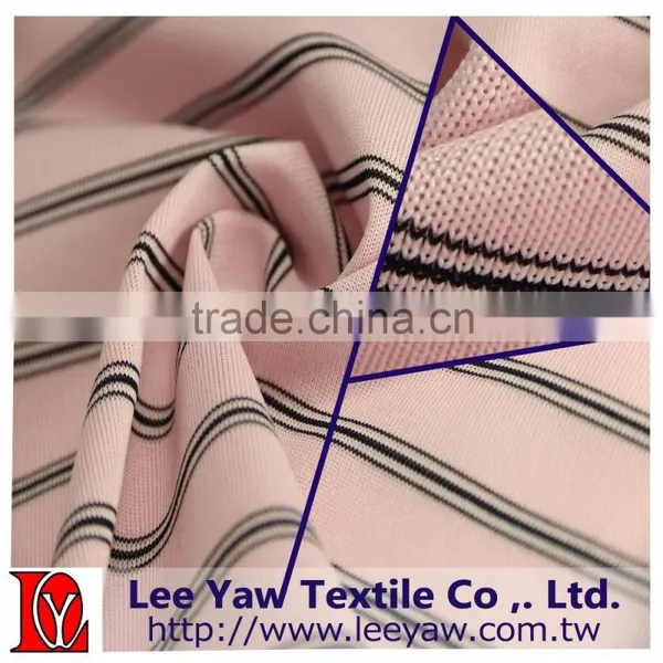 100% Polyester Feeder Stripe Jersey Fabric With Wicking Finished