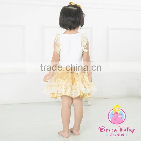 Best Selling Gold Baby Dress Pictures,girl Dresses With Bow,children Summer Flow Wholesale Lace Baby Dress photo-6