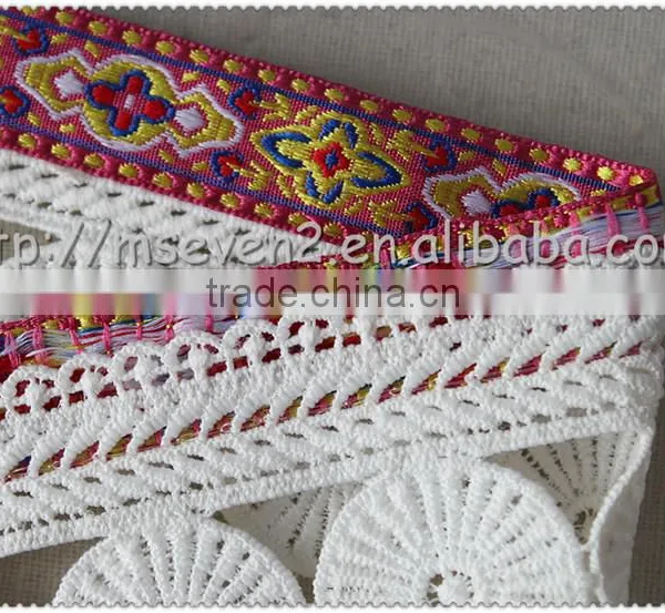 Hot Selling Fringed Polyester Jacquard Tape, Jacquard Tape Trim With Round Tassel for Garment photo-6