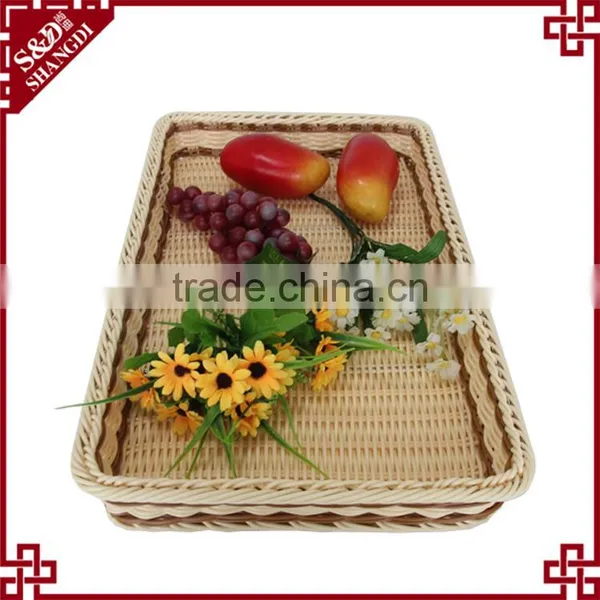 Environmently Supermarket Plastic Synthetic Rattan Fruit Display Tray photo-2