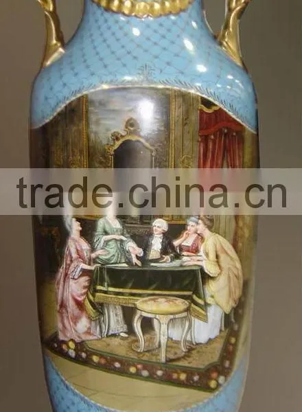 Arabic Style Crackle Ceramic Vase, Hand Painted Gilt Brass Mounted Vase photo-4