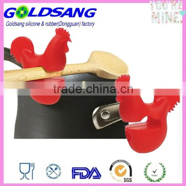Silicone Hen or Pig Pot Clip Heat Resistant Spoons Holder photo-2