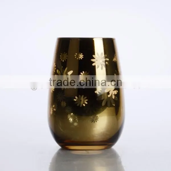 New Design Electroplating Golden Color Glass Tumbler Stemless Wine Glass photo-4