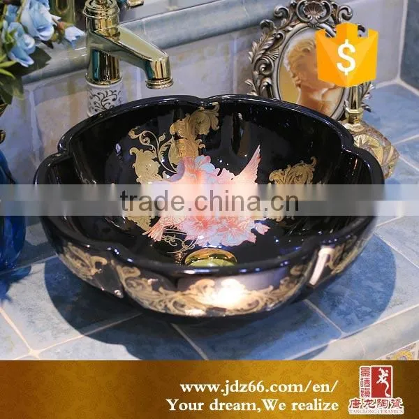 Reliable Quality Beautiful Design On-glazed Ceramic Pedestal Washbasin With the Chinese Inscription photo-4