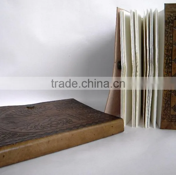 Indian Super Fine Handmade Vintage Embossed Tree of Life Design Leather Notebook photo-3