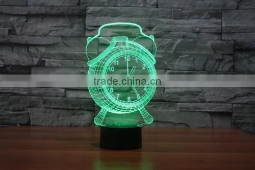 New Touch Clock 3D Night Light 7 Color Change LED Table Lamp Xmas Toy Gift photo-5