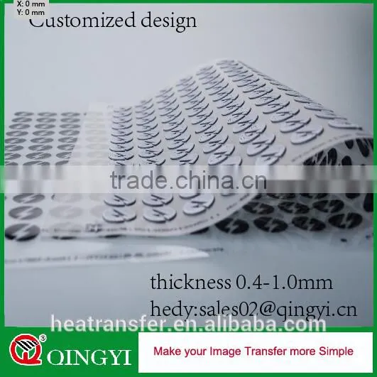 emboss silicone QingYi high quality customized iron on clothes sticker