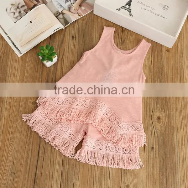 2017 Wholesale Kids Girl Fringed Clothing Short Sets for Summer photo-2